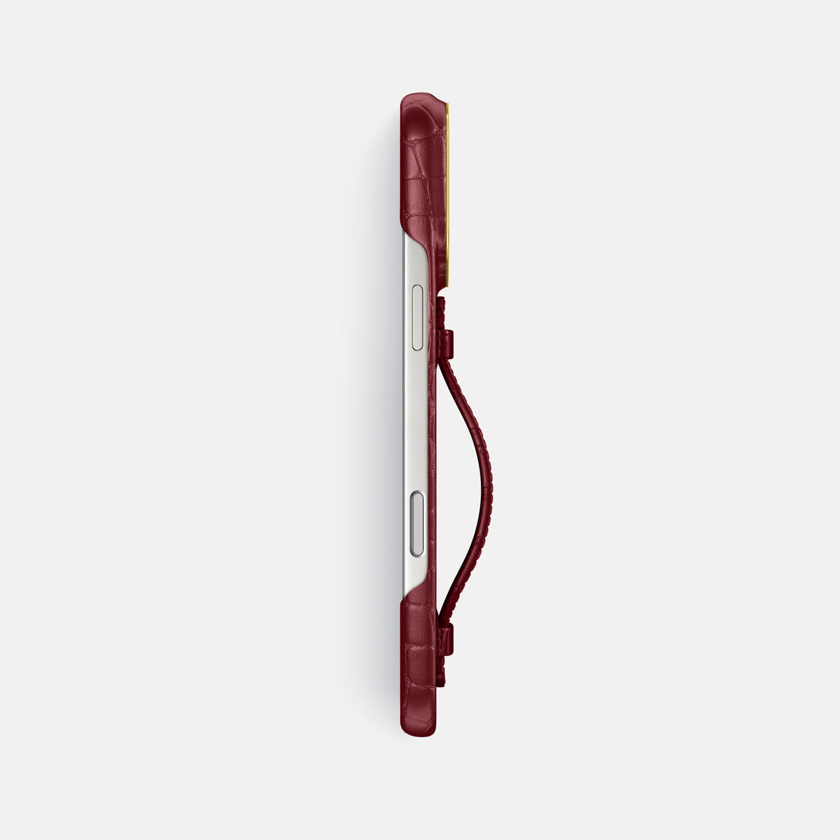 Center Handle For iPhone 17 Pro Max In Alligator -3 | Burgundy-Gold