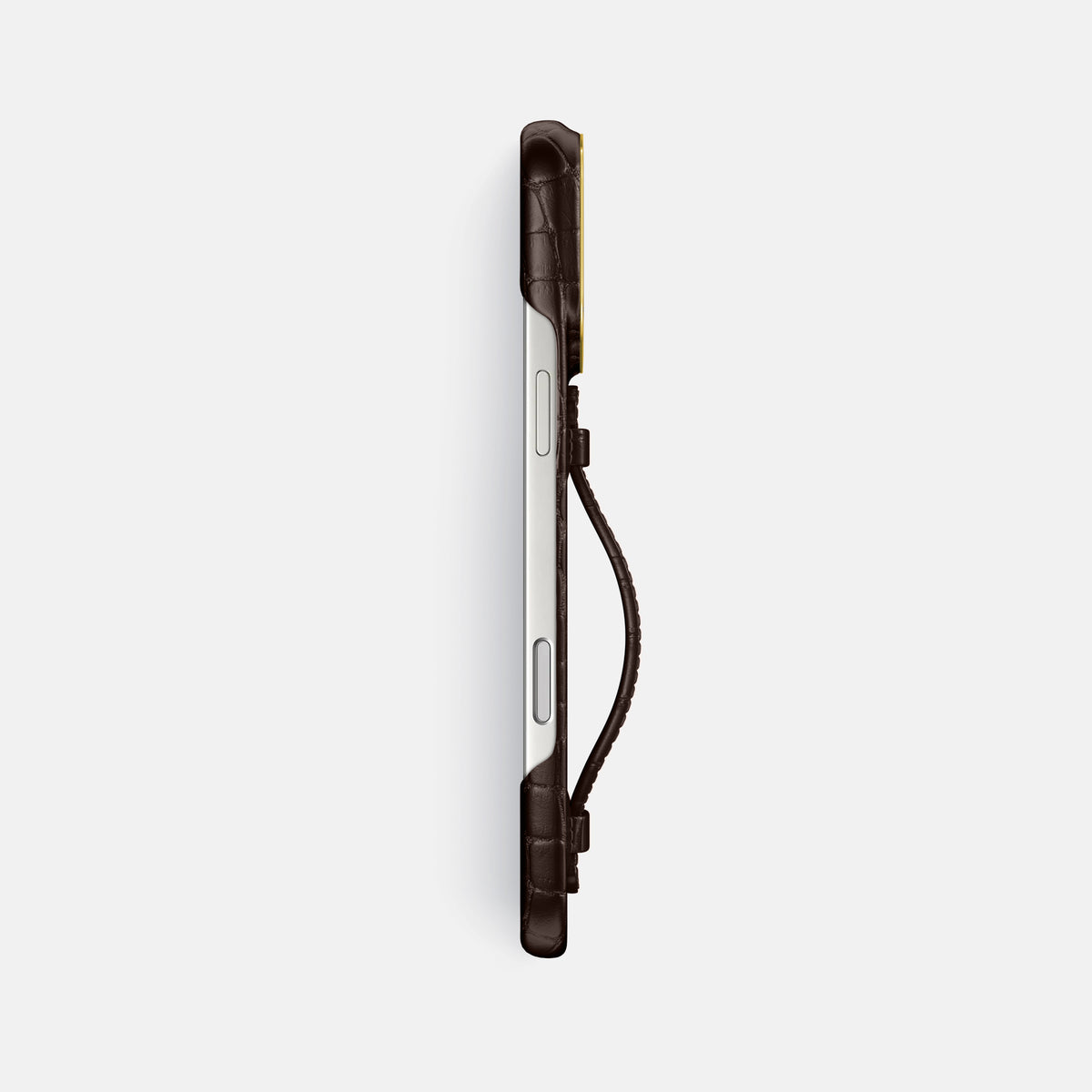 Center Handle For iPhone 17 Pro Max In Alligator -3 | Dark-Brown-Gold
