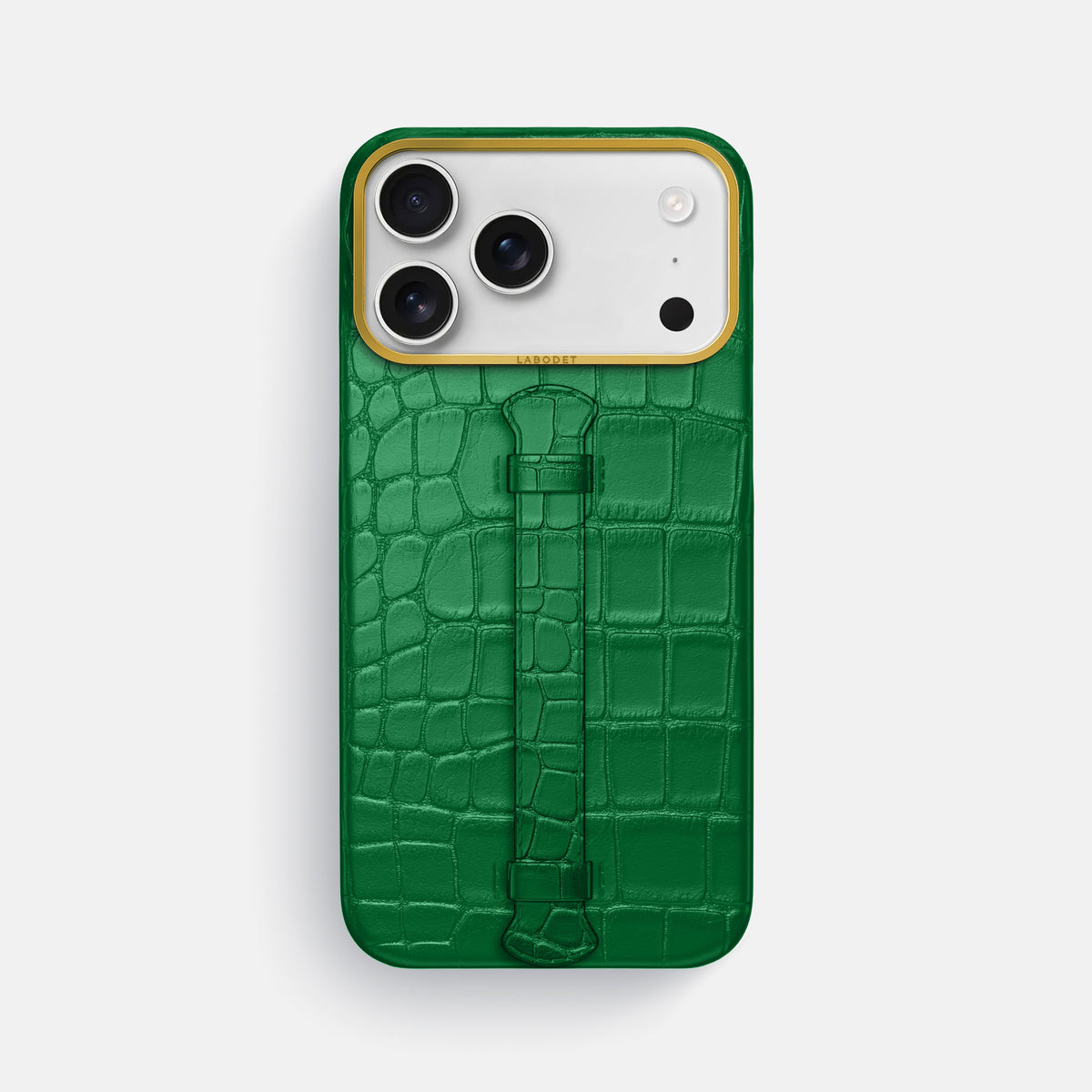 Center Handle For iPhone 17 Pro Max In Alligator -1 | Forest-Green-Gold