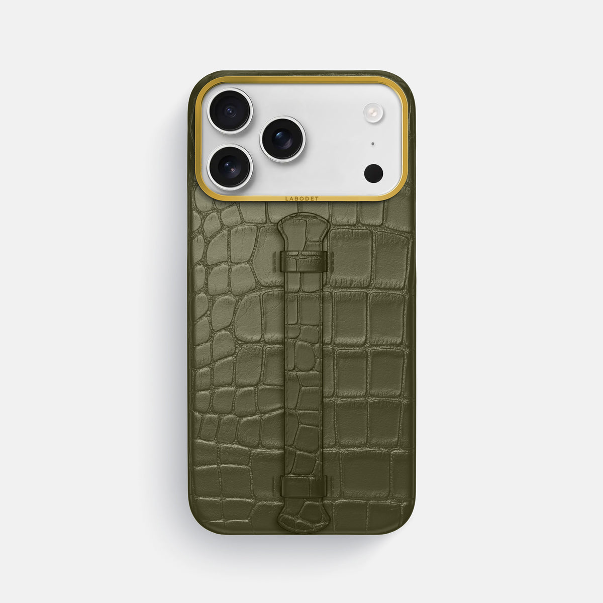 Center Handle For iPhone 17 Pro Max In Alligator -1 | Kaki-Green-Gold