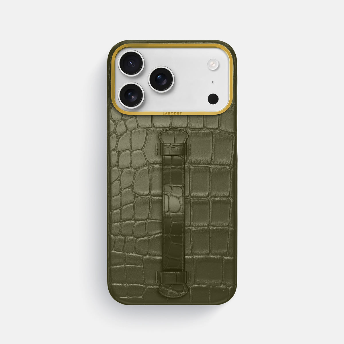 Center Handle For iPhone 17 Pro Max In Alligator -2 | Kaki-Green-Gold