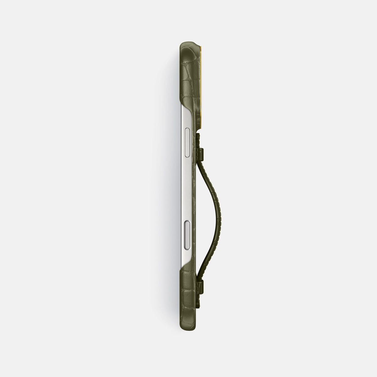 Center Handle For iPhone 17 Pro Max In Alligator -3 | Kaki-Green-Gold