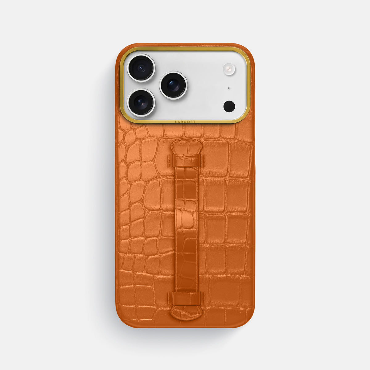 Center Handle For iPhone 17 Pro Max In Alligator -2 | Orange-Gold