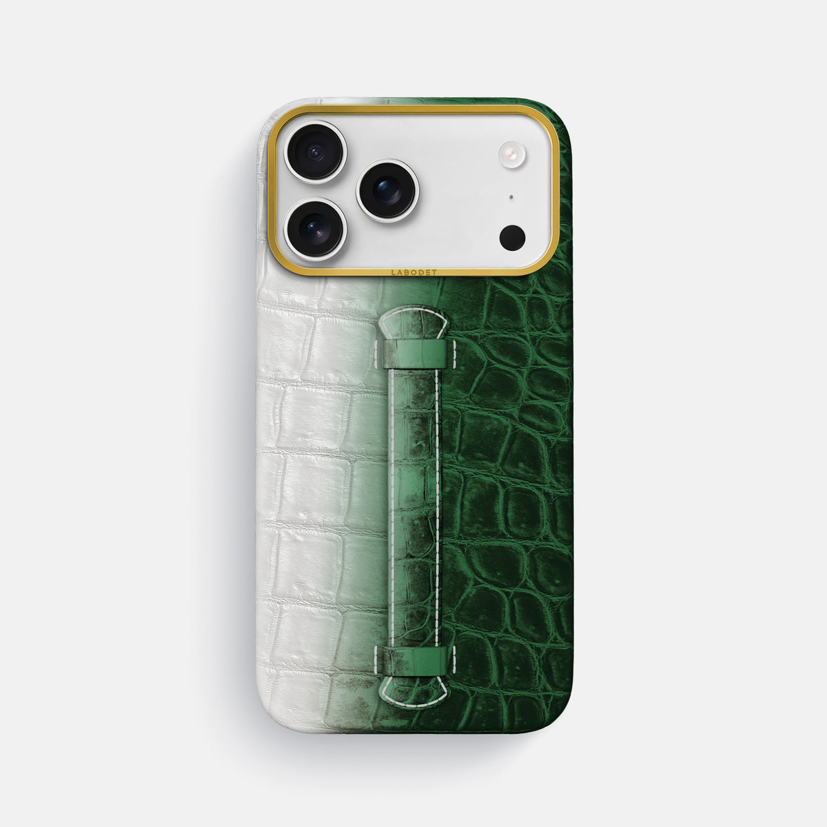 Center Handle For iPhone 17 Pro Max In Himalayan Crocodile -2 | Green-Gold