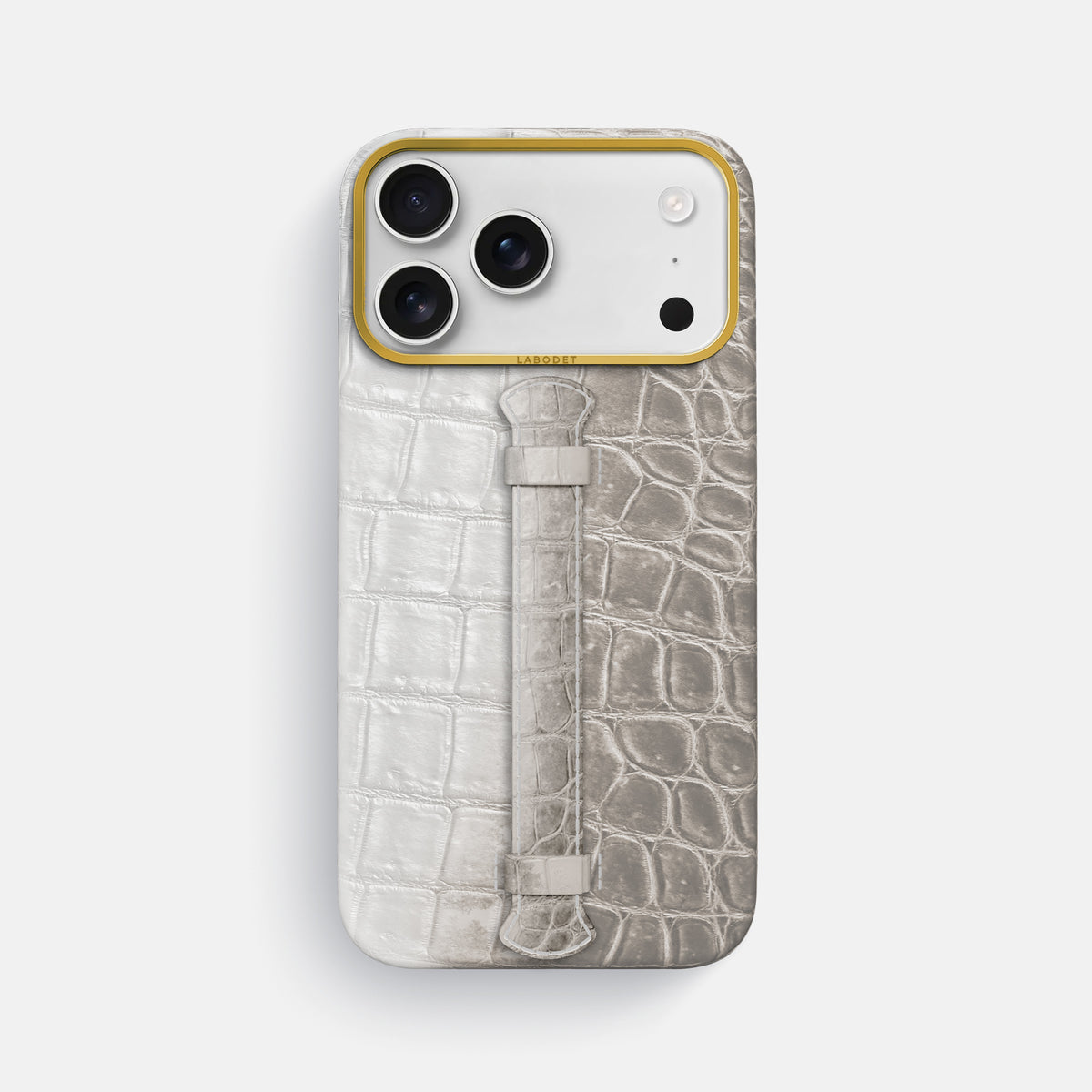 Center Handle For iPhone 17 Pro Max In Himalayan Crocodile -1 | Grey-Gold