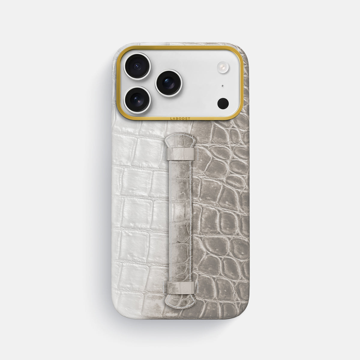 Center Handle For iPhone 17 Pro Max In Himalayan Crocodile -2 | Grey-Gold