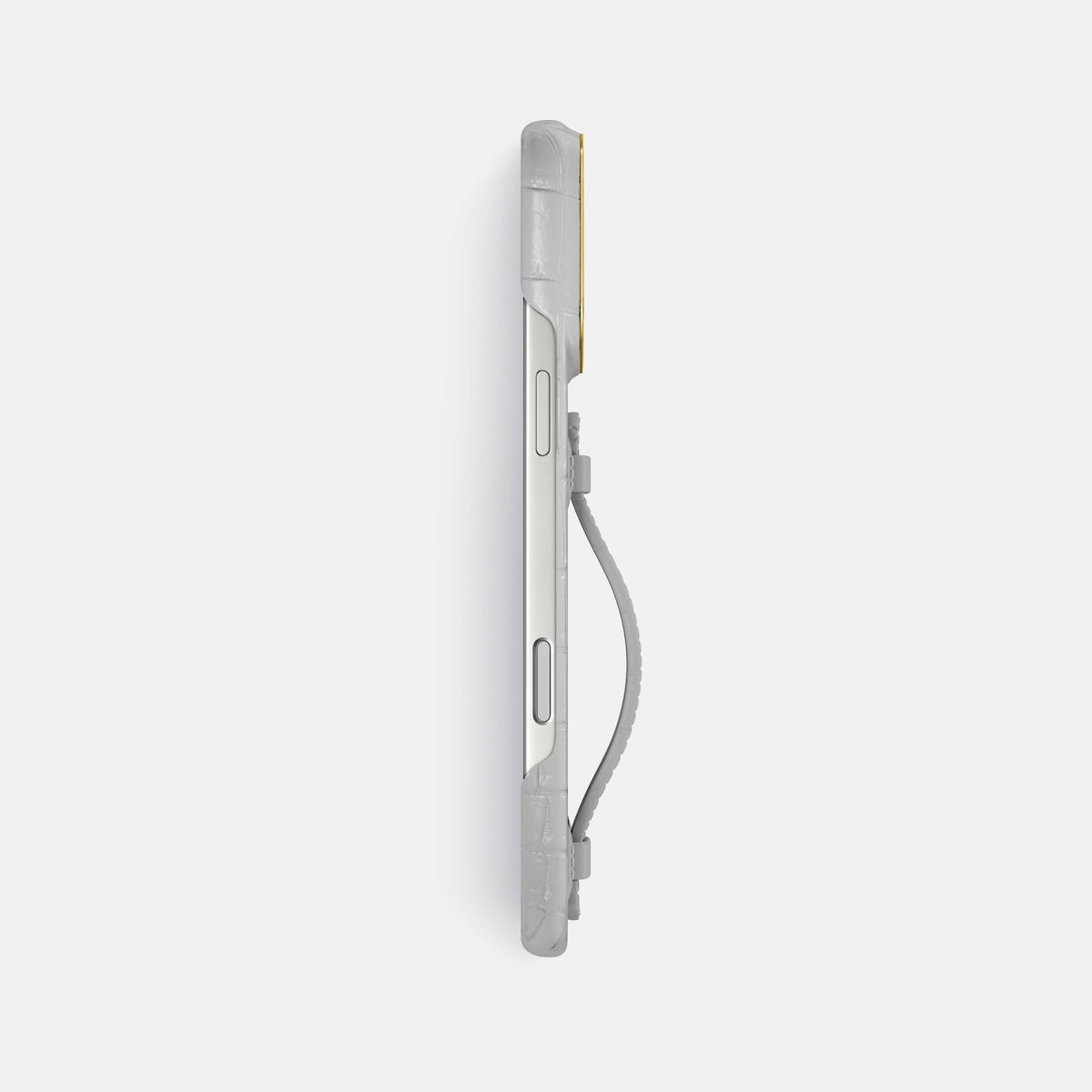 Center Handle For iPhone 17 Pro Max In Himalayan Crocodile -3 | Grey-Gold
