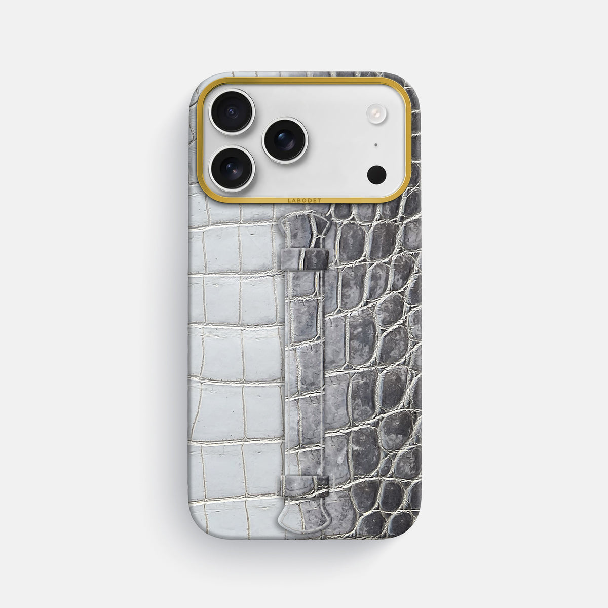 Center Handle For iPhone 17 Pro Max In Himalayan Crocodile -1 | Silver-Gold