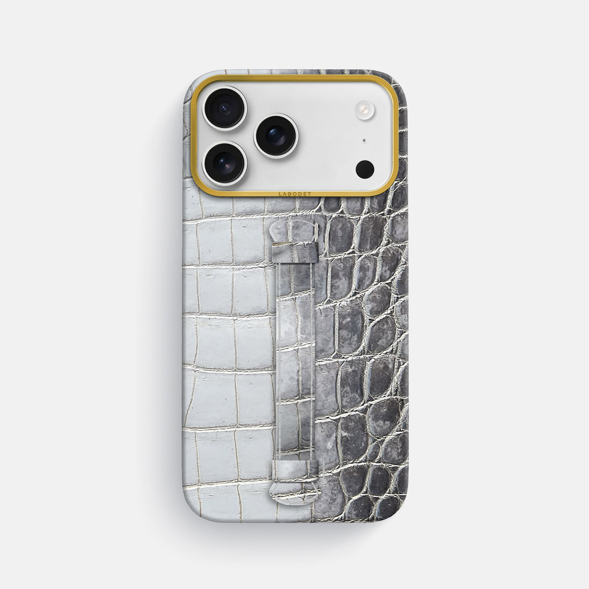Center Handle For iPhone 17 Pro Max In Himalayan Crocodile -2 | Silver-Gold