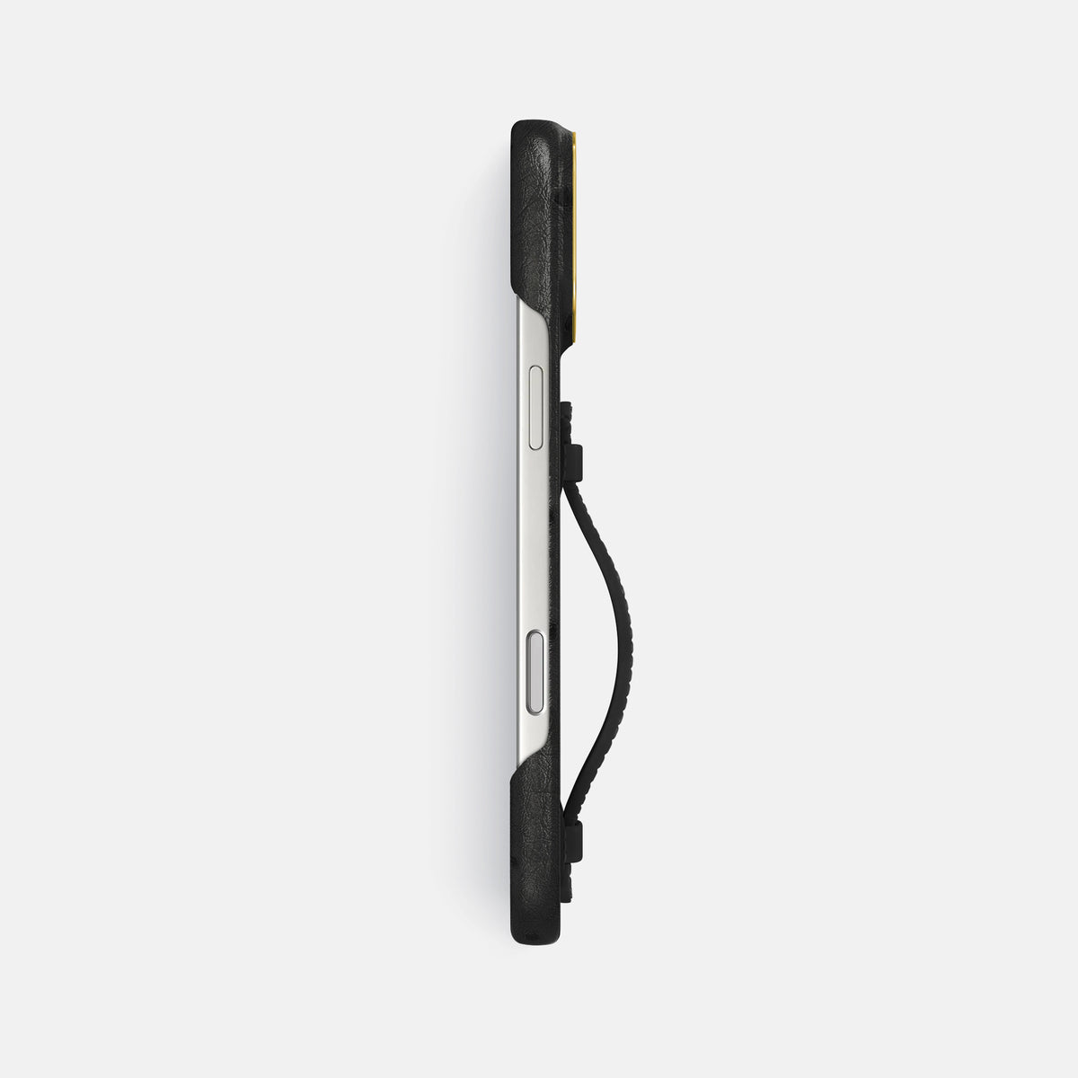 Center Handle For iPhone 17 Pro Max In Ostrich -2 | Black-Gold