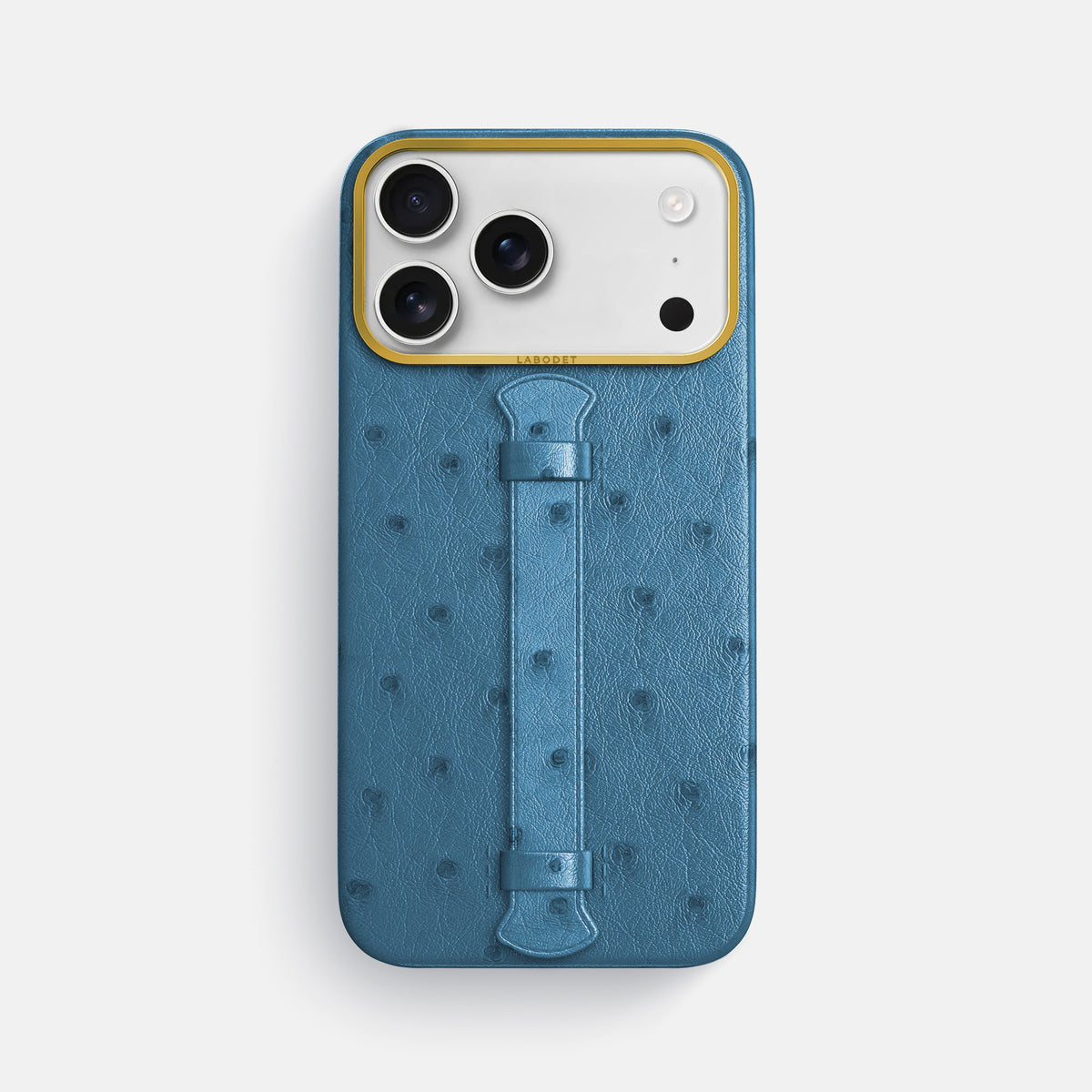 Center Handle For iPhone 17 Pro Max In Ostrich -1 | Blue-Jeans-Gold