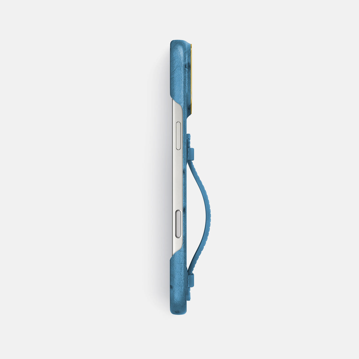 Center Handle For iPhone 17 Pro Max In Ostrich -2 | Blue-Jeans-Gold