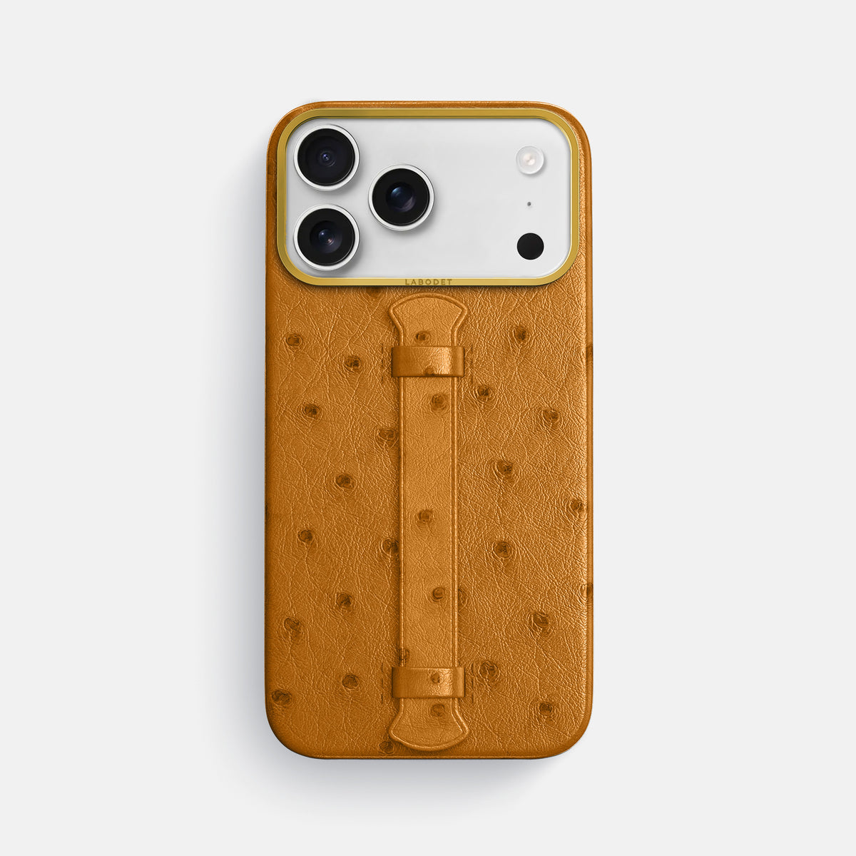Center Handle For iPhone 17 Pro Max In Ostrich -1 | Chestnut-Gold