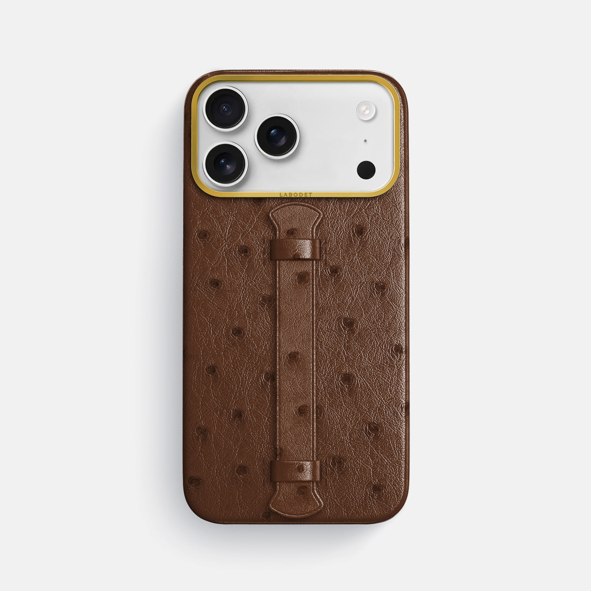 Center Handle For iPhone 17 Pro Max In Ostrich -1 | Chocolate-Gold