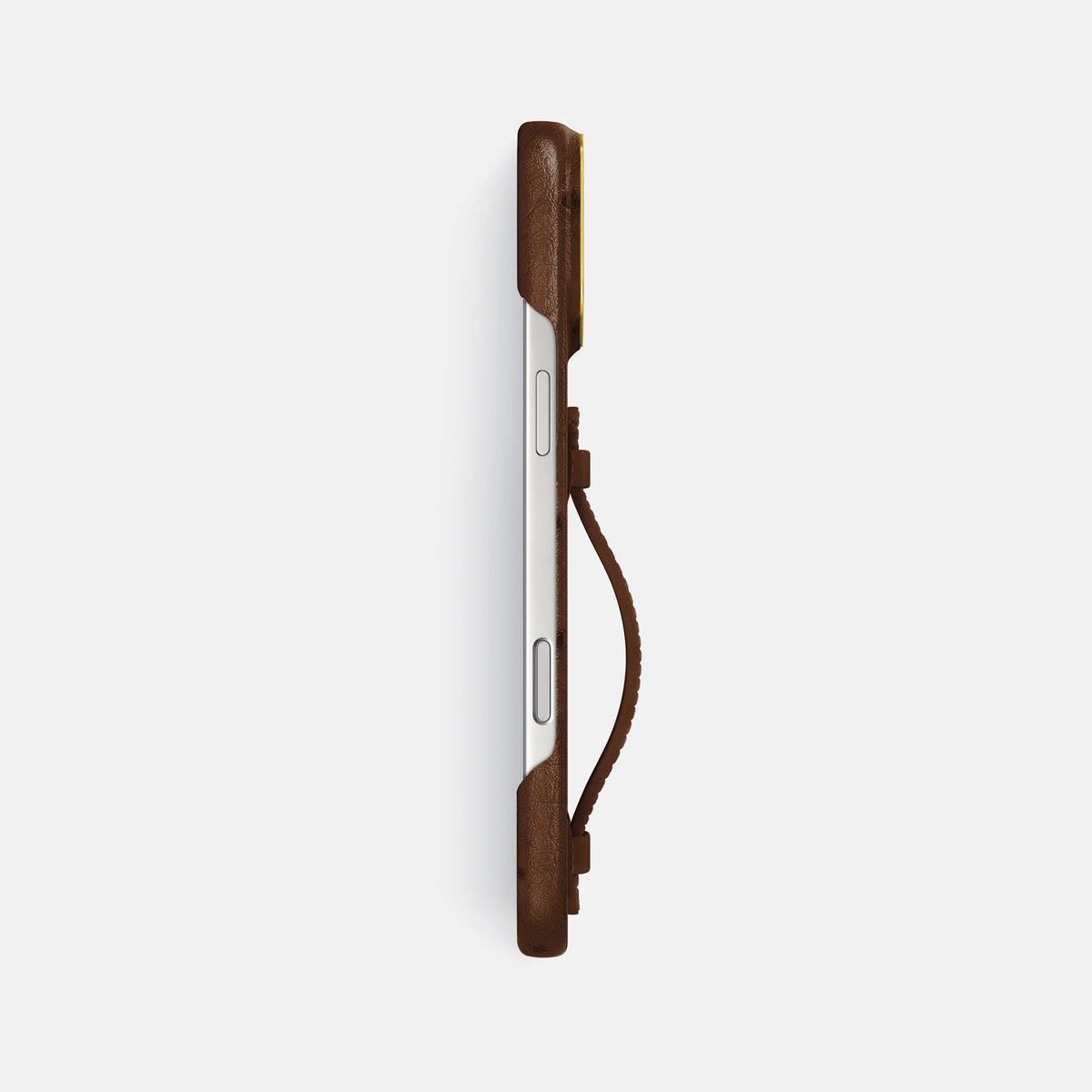 Center Handle For iPhone 17 Pro Max In Ostrich -2 | Chocolate-Gold