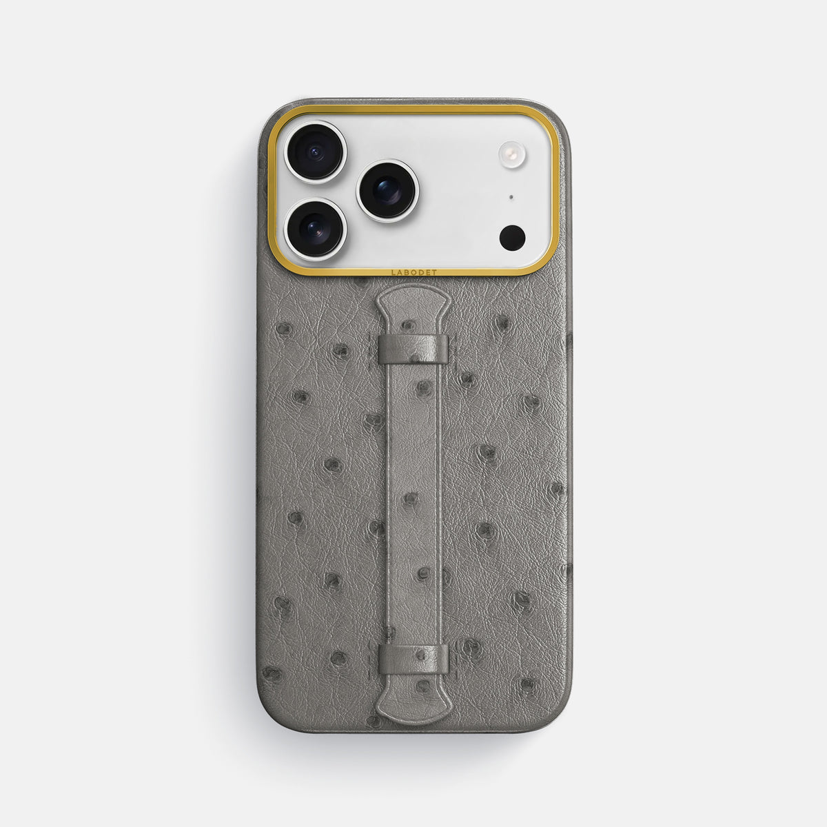 Center Handle For iPhone 17 Pro Max In Ostrich -1 | Grey-Gold