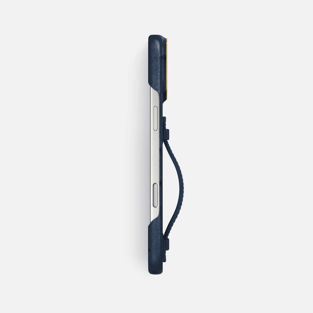 Center Handle For iPhone 17 Pro Max In Ostrich -2 | Navy-Blue-Gold