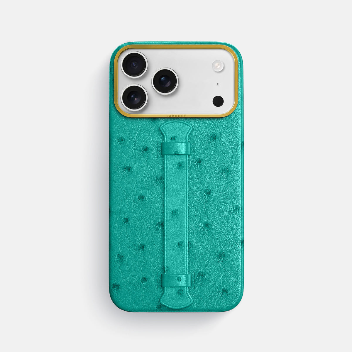 Center Handle For iPhone 17 Pro Max In Ostrich -1 | Turquoise-Gold