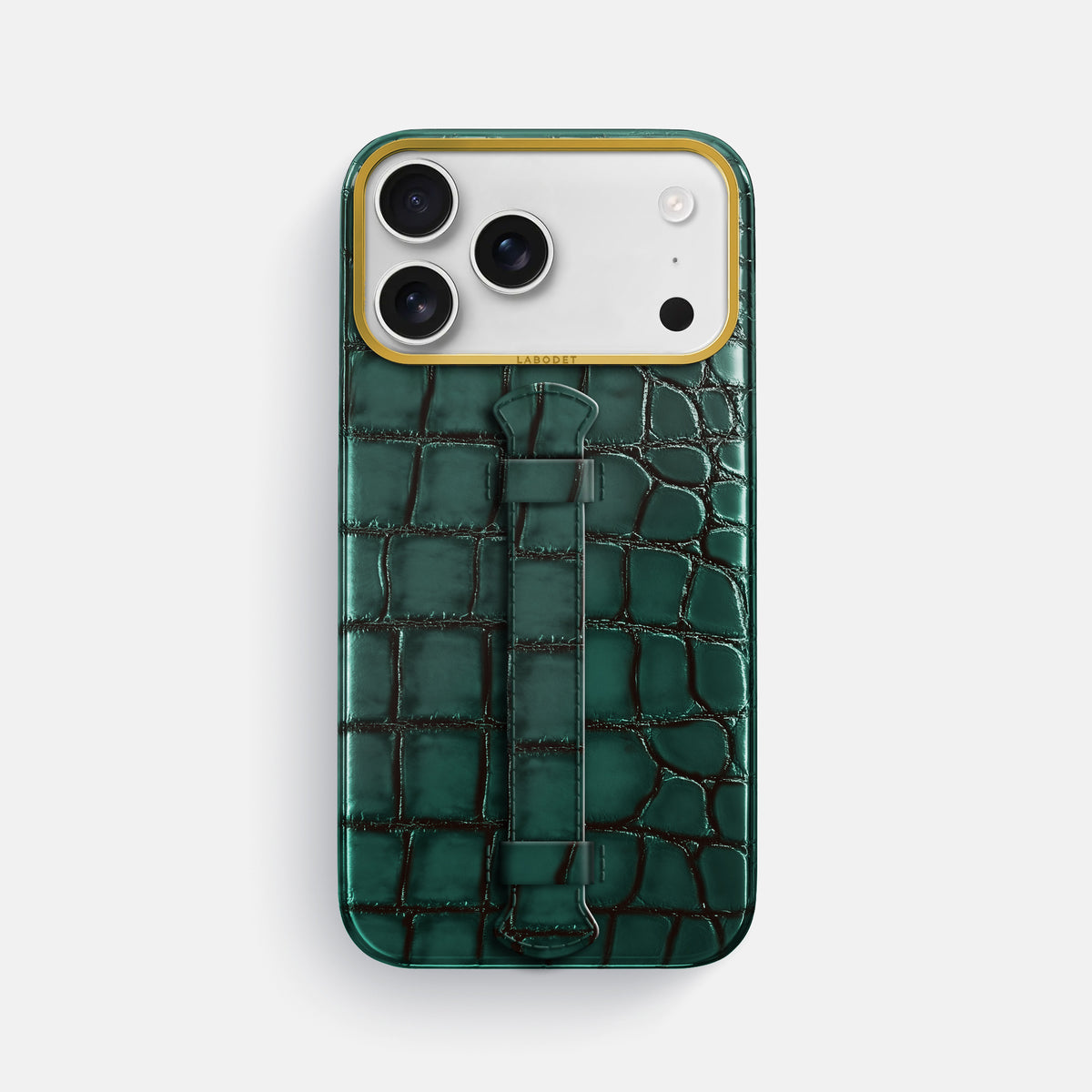 Center Handle For iPhone 17 Pro Max In Patina Alligator -1 | Green-Gold