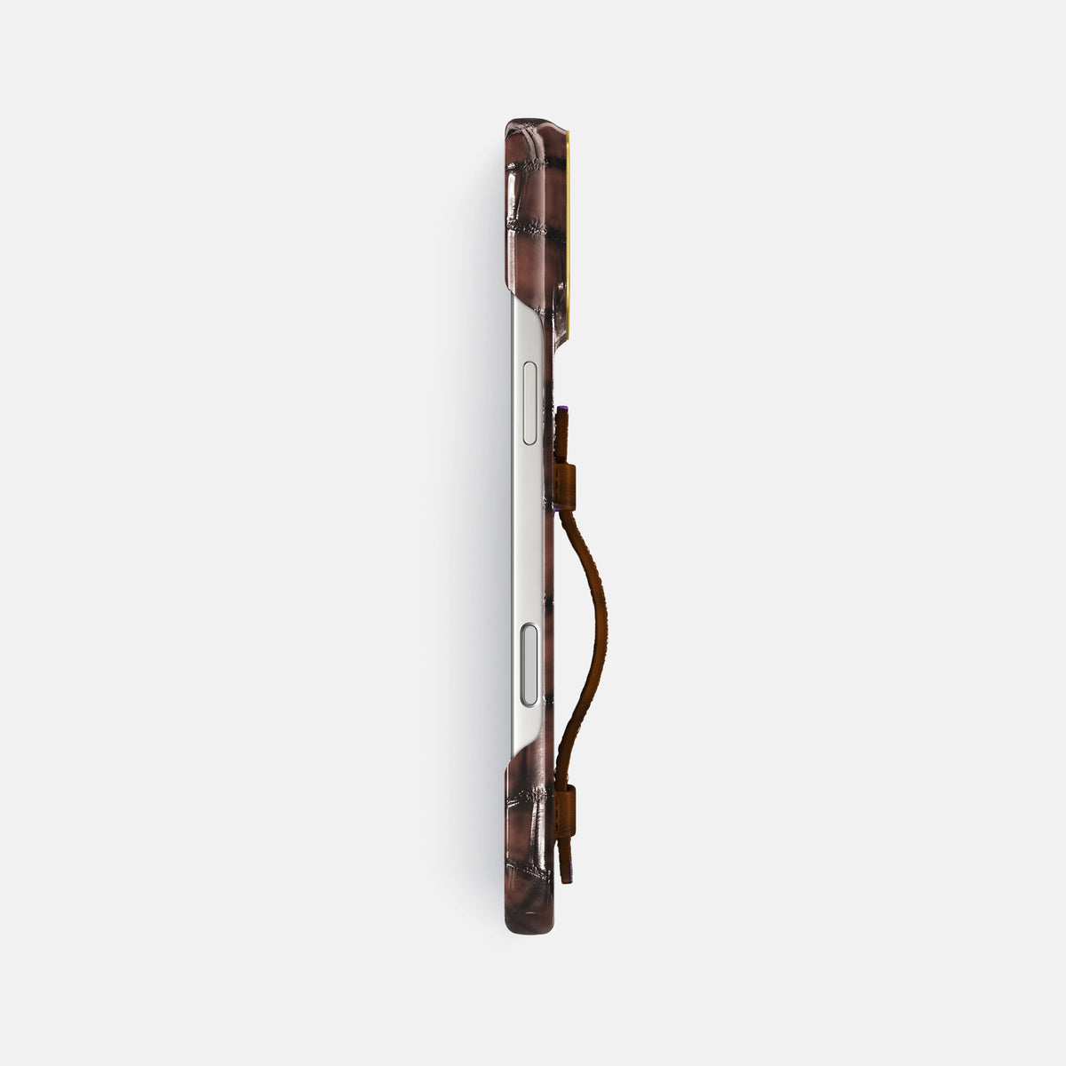 Center Handle For iPhone 17 Pro Max In Patina Alligator -2 | Havana-Brown-Gold