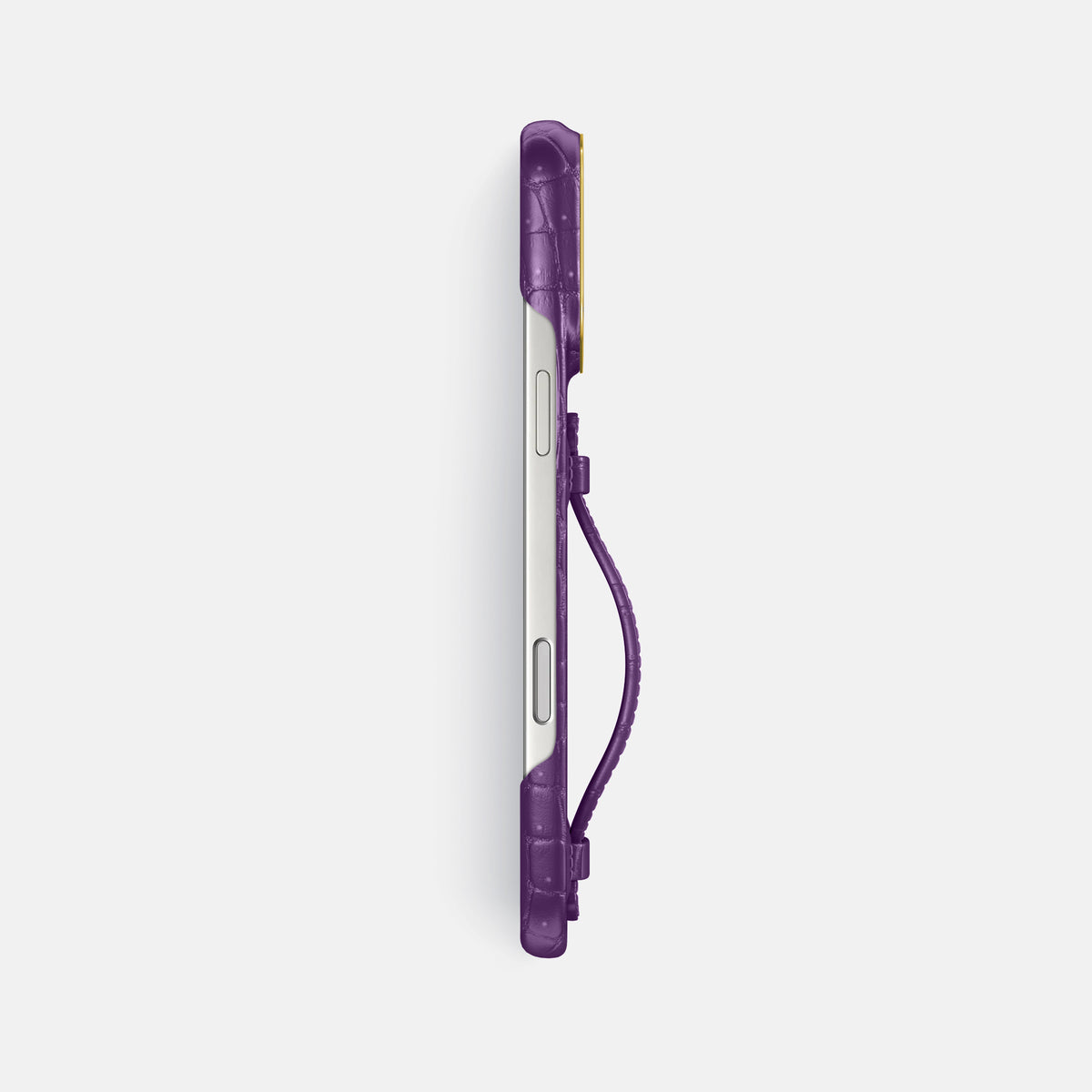 Center Handle For iPhone 17 Pro Max In Porosus Crocodile -2 | Purple-Gold