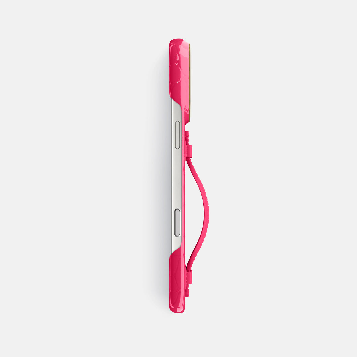 Center Handle For iPhone 17 Pro Max In Shiny Alligator -2 | Pink-Panther-Gold