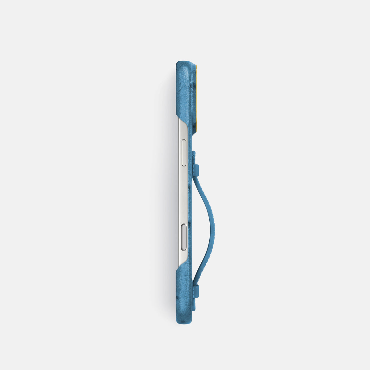 Center Handle For iPhone 17 Pro In Ostrich -2 | Blue-Jeans-Gold