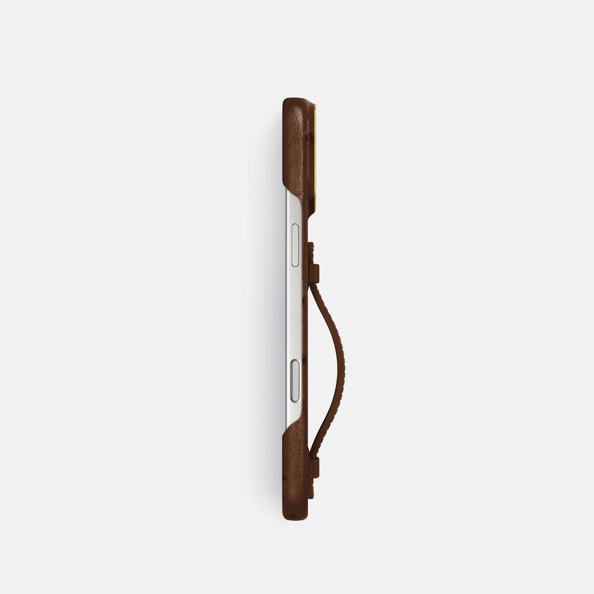 Center Handle For iPhone 17 Pro In Ostrich -2 | Chocolate-Gold