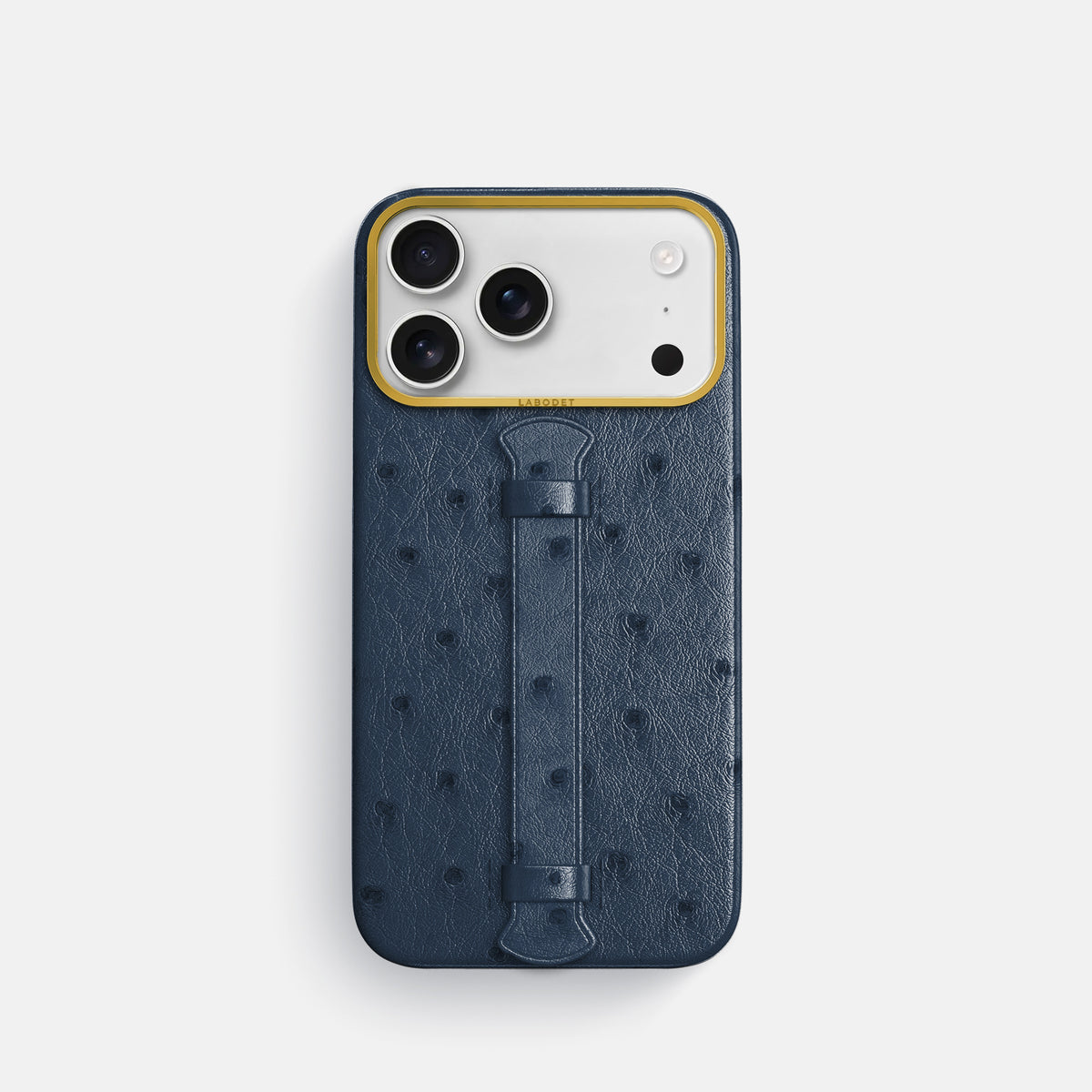Center Handle For iPhone 17 Pro In Ostrich -1 | Navy-Blue-Gold