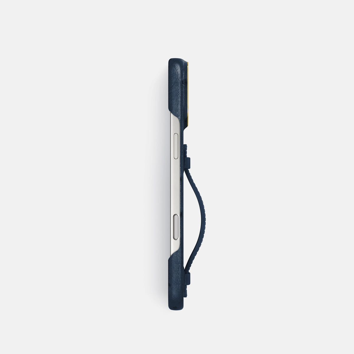 Center Handle For iPhone 17 Pro In Ostrich -2 | Navy-Blue-Gold