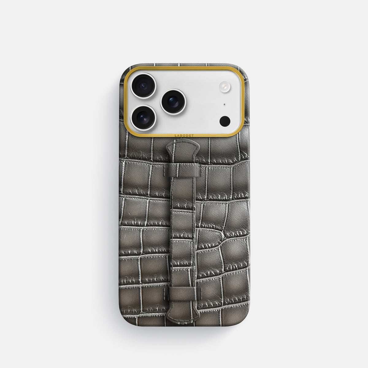 Center Handle For iPhone 17 Pro In Patina Alligator -1 | Grey-Gold