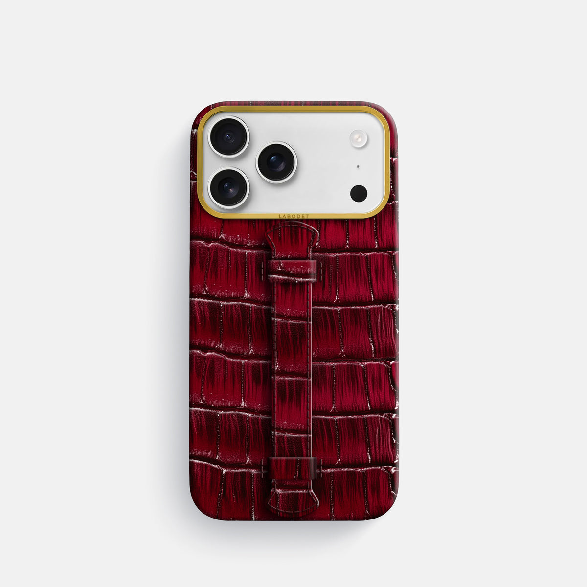 Center Handle For iPhone 17 Pro In Patina Alligator -1 | Havana-Burgundy-Gold