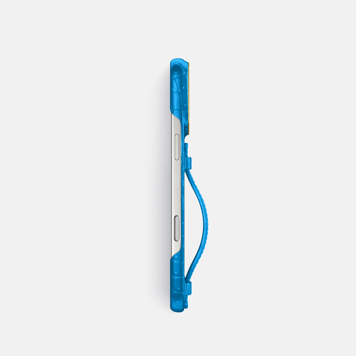 Center Handle For iPhone 17 Pro In Porosus Crocodile -2 | Blue-Lagoon-Gold