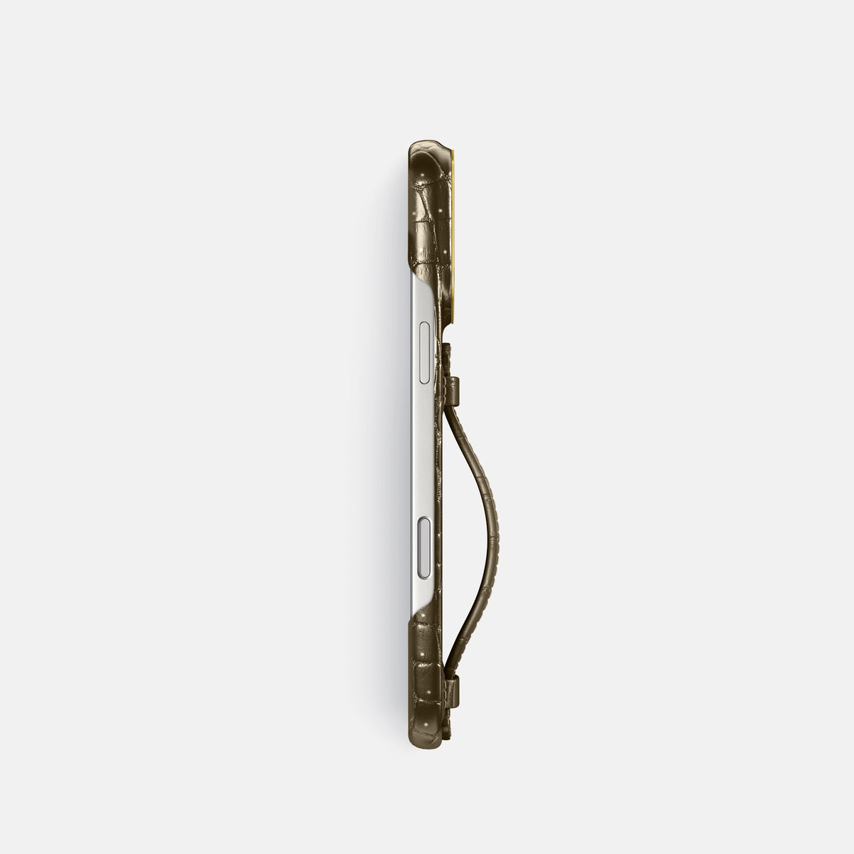 Center Handle For iPhone 17 Pro In Porosus Crocodile -2 | Bronze-Gold