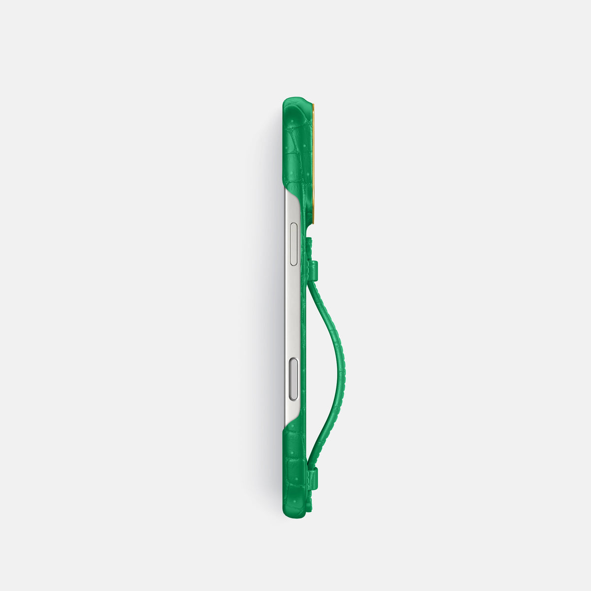 Center Handle For iPhone 17 Pro In Porosus Crocodile -2 | Cactus-Green-Gold