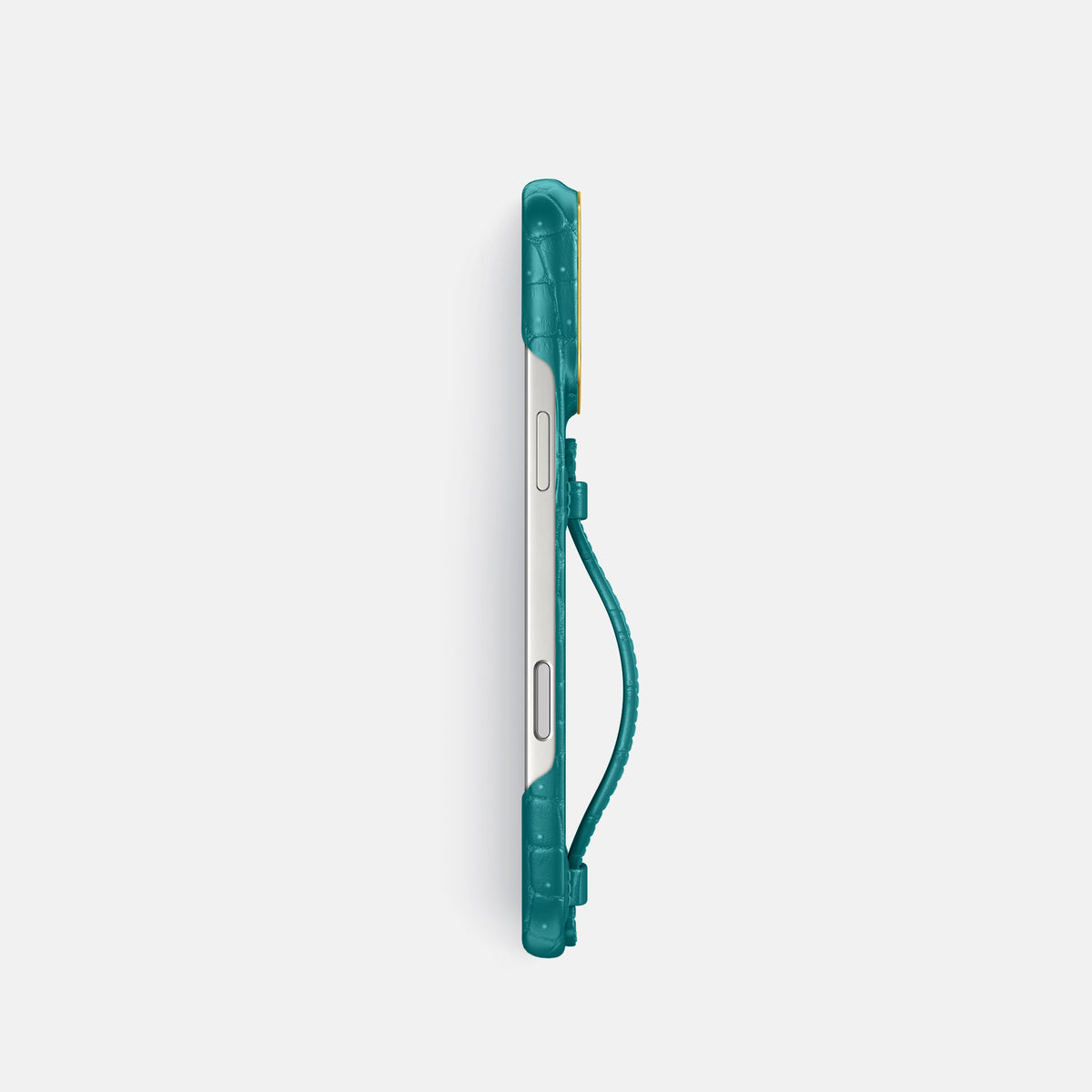 Center Handle For iPhone 17 Pro In Porosus Crocodile -2 | Celadon-Gold