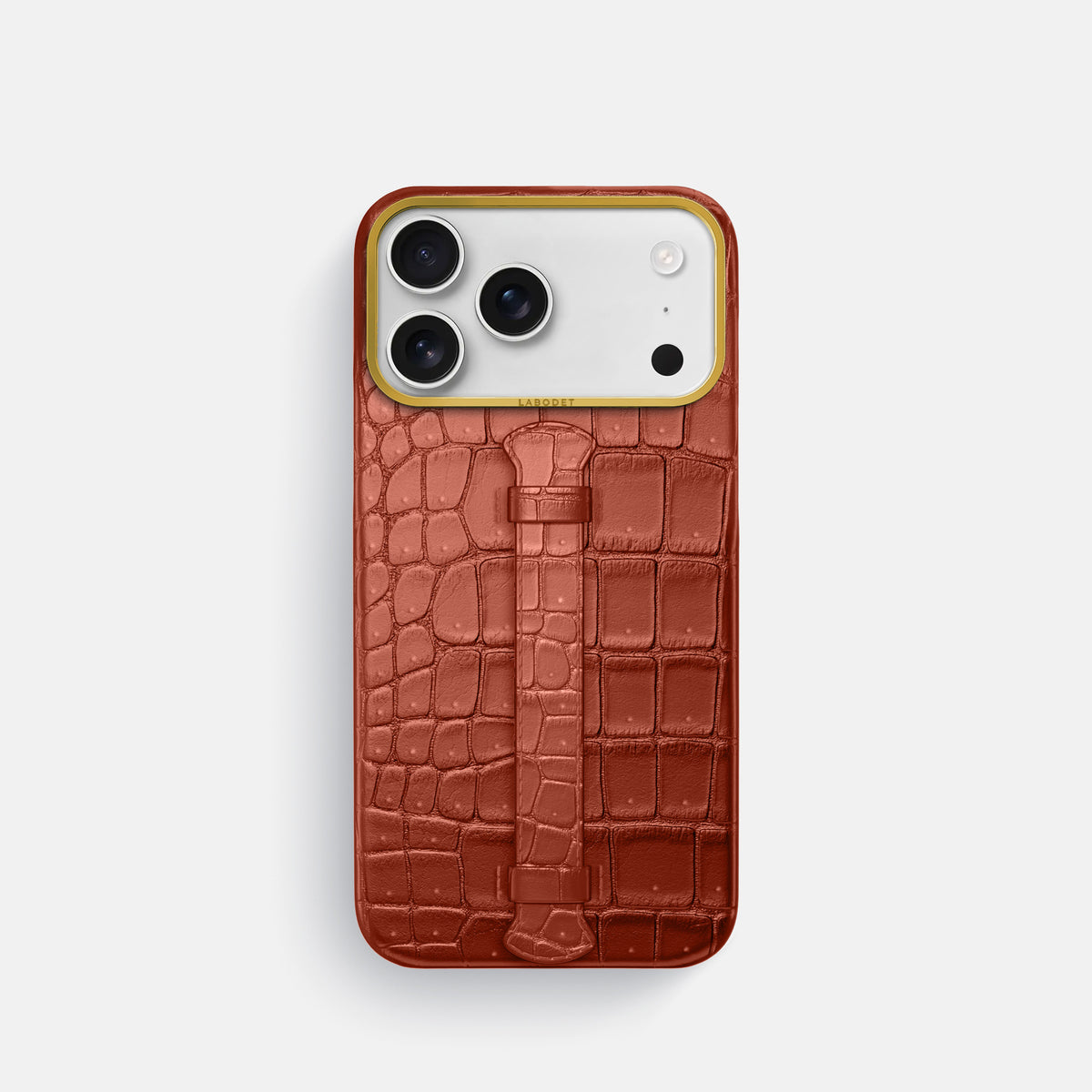 Center Handle For iPhone 17 Pro In Porosus Crocodile -1 | Nuts-Gold