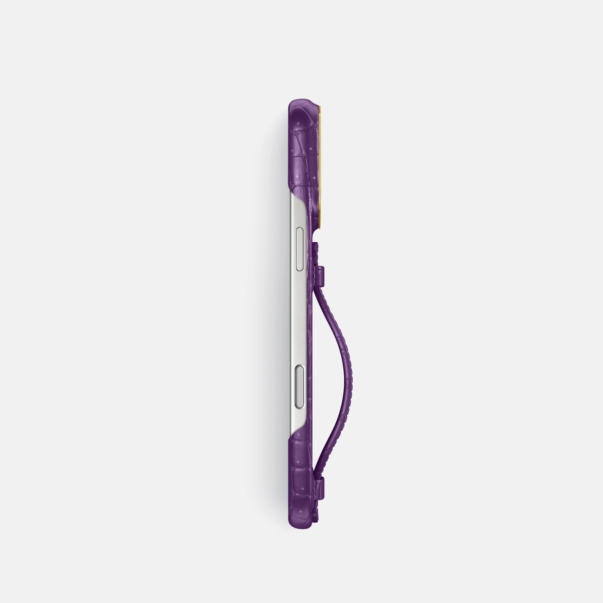 Center Handle For iPhone 17 Pro In Porosus Crocodile -2 | Purple-Gold