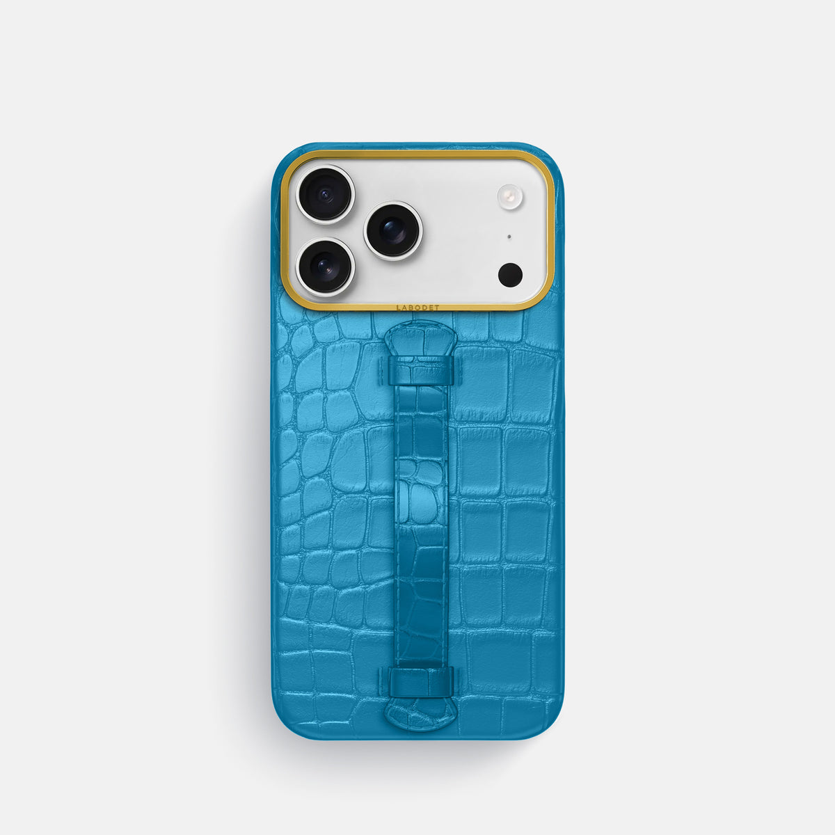 Center Handle For iPhone 18 Pro In Alligator -2 | Curaçao-Blue-Gold
