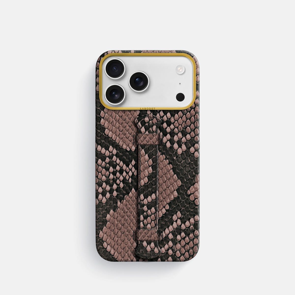 Center Handle For iPhone 18 Pro In Deluxe Python -1 | Mahogany-Brown-Gold