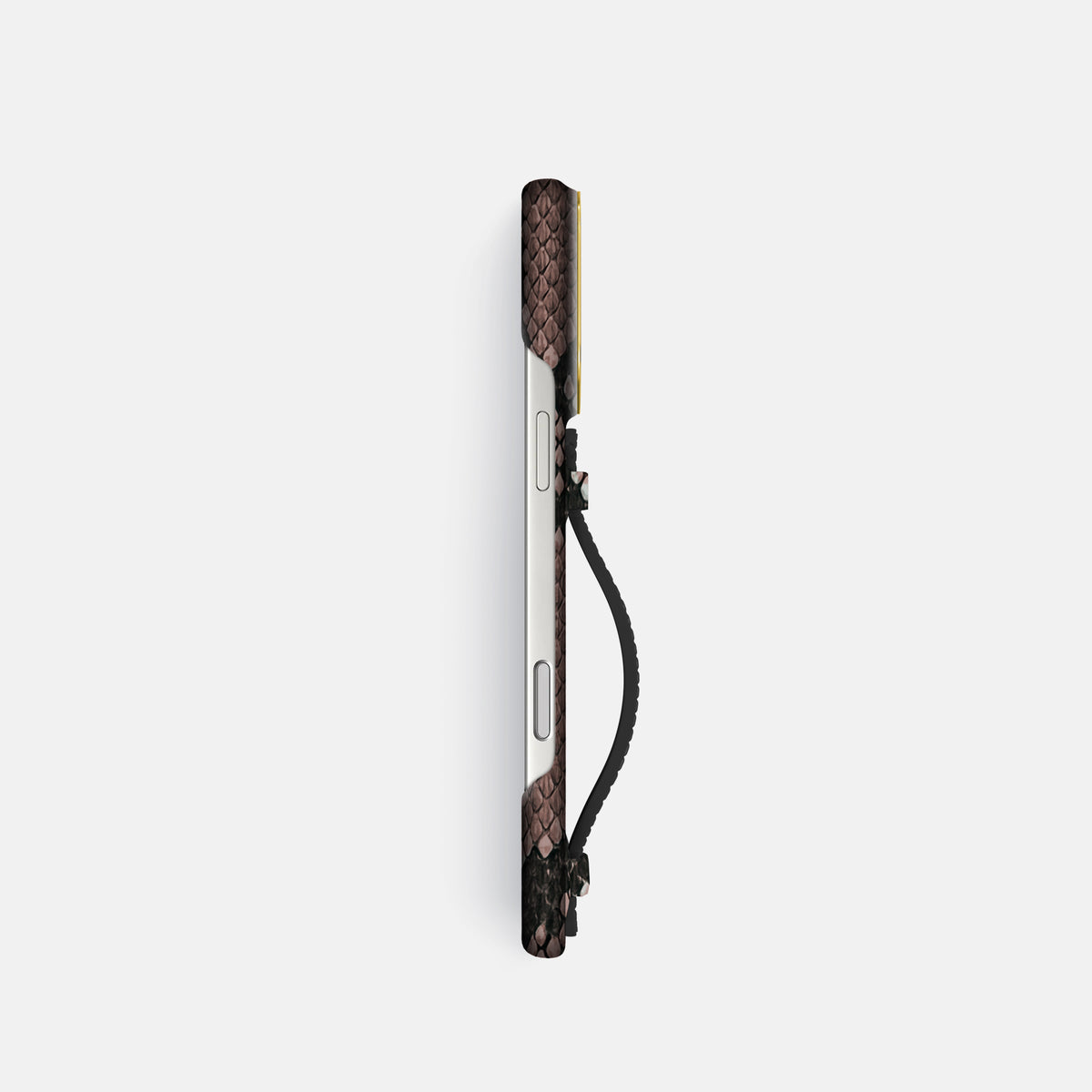 Center Handle For iPhone 18 Pro In Deluxe Python -2 | Mahogany-Brown-Gold