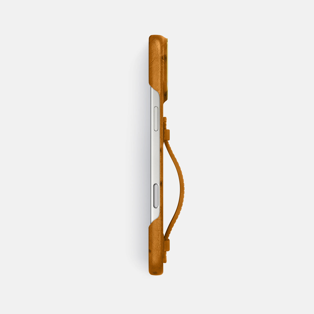 Center Handle For iPhone 18 Pro Max In Ostrich -2 | Chestnut-Gold