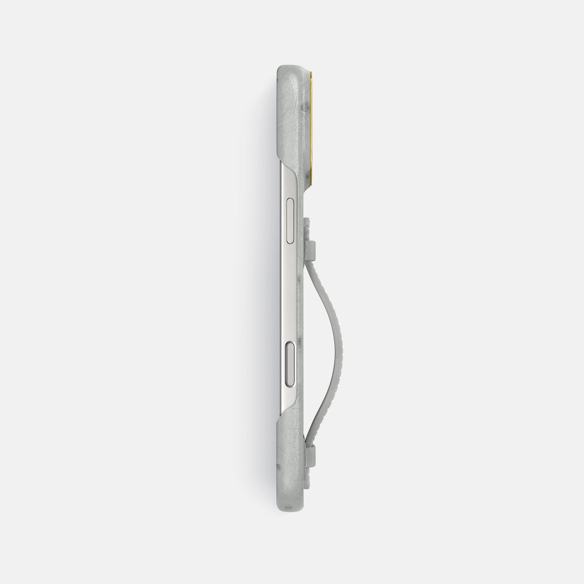 Center Handle For iPhone 18 Pro Max In Ostrich -2 | White-Gold