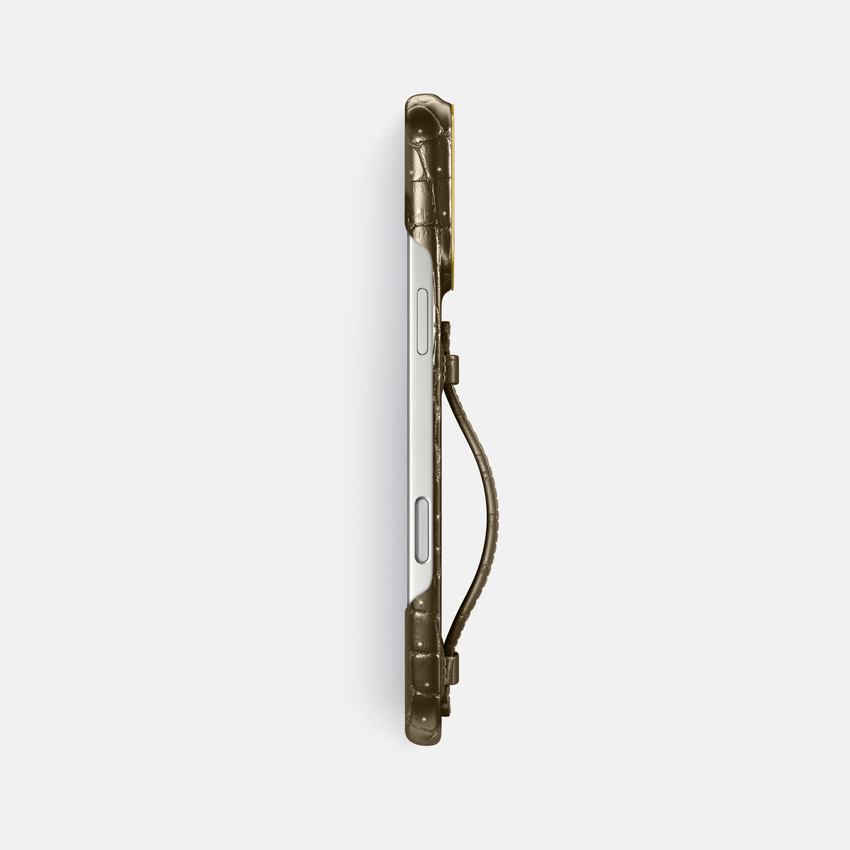 Center Handle For iPhone 18 Pro Max In Porosus Crocodile -2 | Bronze-Gold