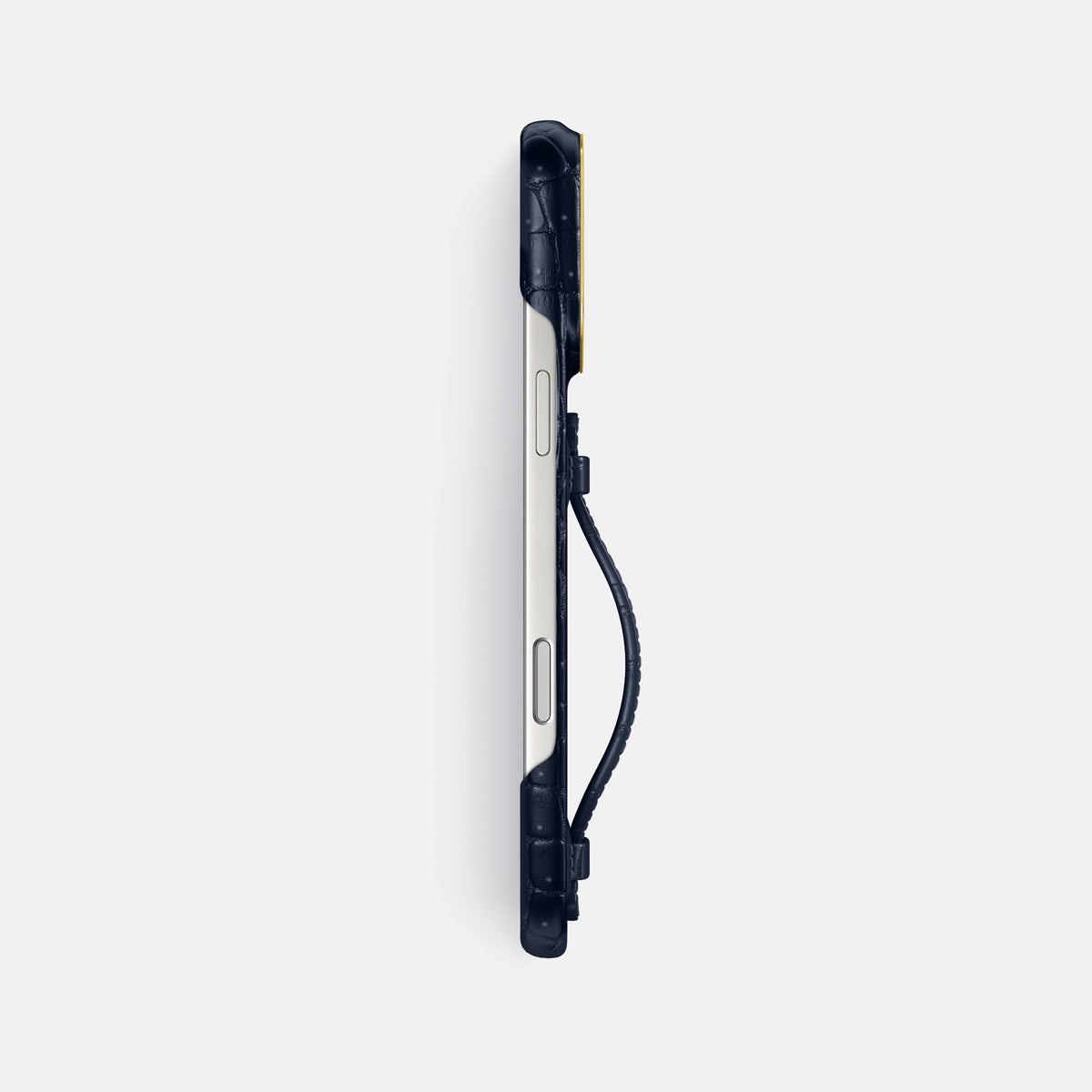 Center Handle For iPhone 18 Pro Max In Porosus Crocodile -2 | Deep-Blue-Sea-Gold