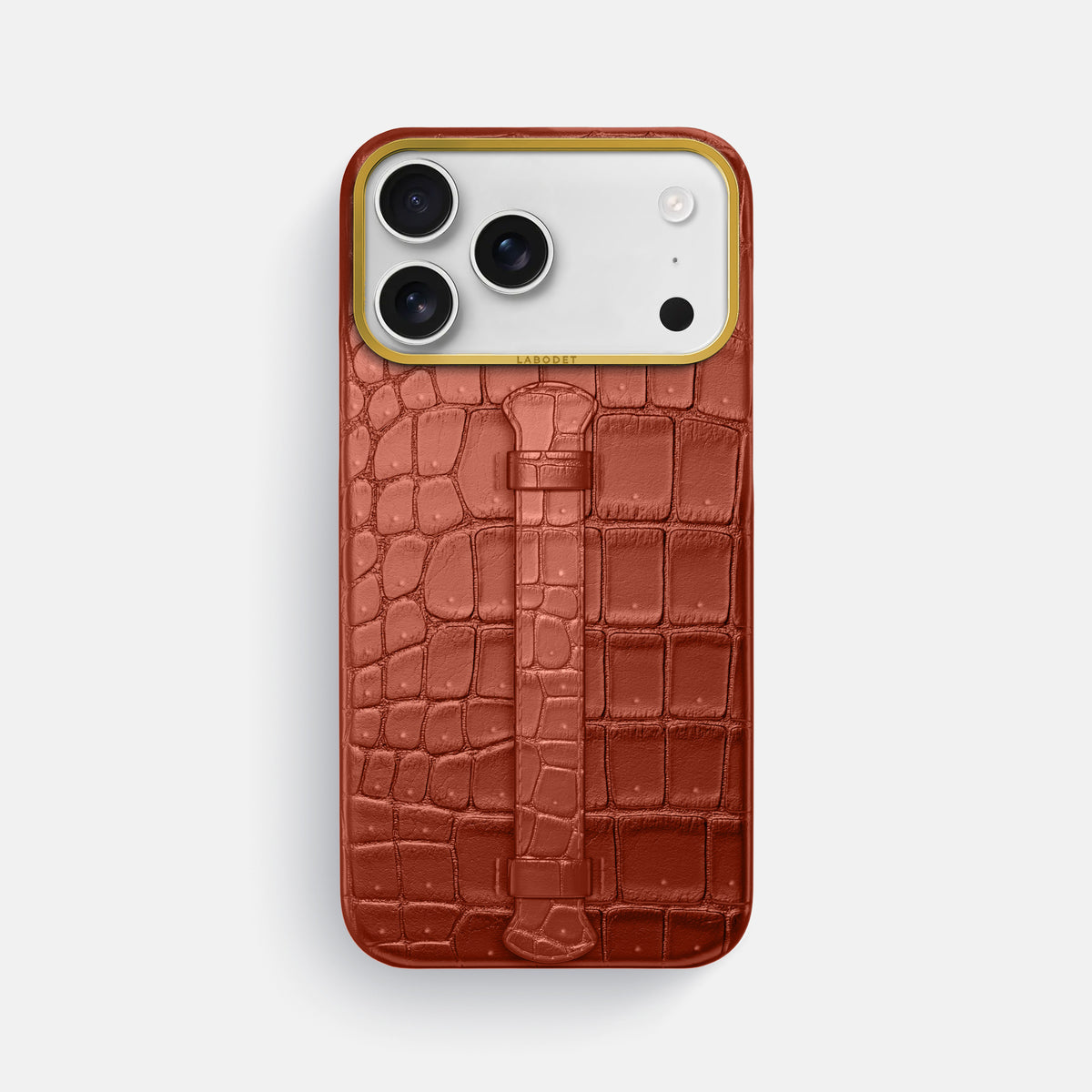 Center Handle For iPhone 18 Pro Max In Porosus Crocodile -1 | Nuts-Gold