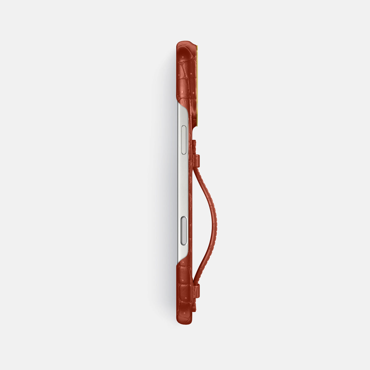 Center Handle For iPhone 18 Pro Max In Porosus Crocodile -2 | Nuts-Gold