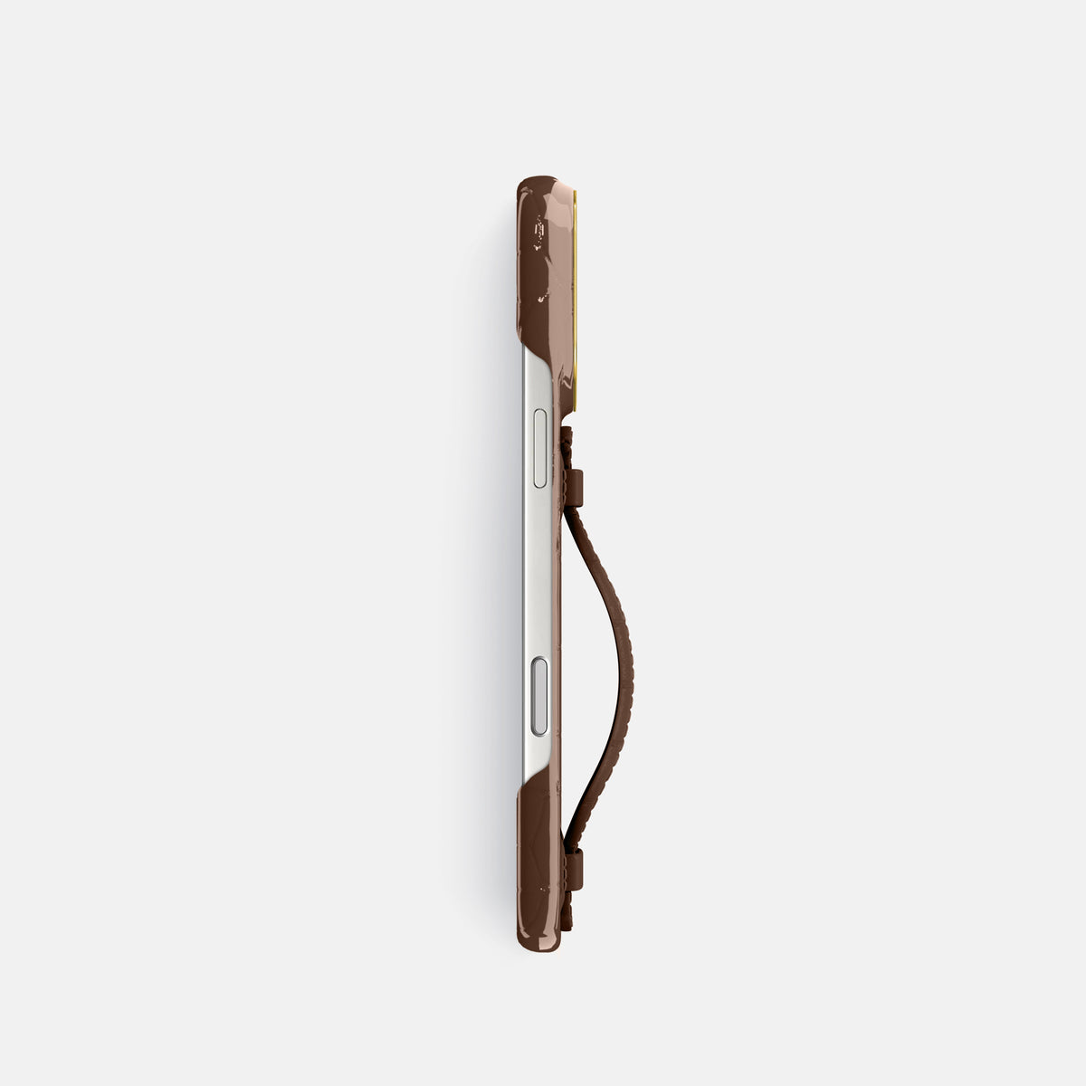 Center Handle For iPhone 18 Pro In Shiny Alligator -2 | Brown-Gold