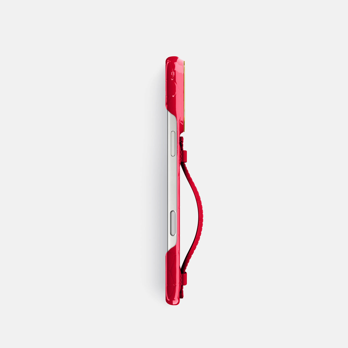 Center Handle For iPhone 18 Pro In Shiny Alligator -2 | Cherry-Gold