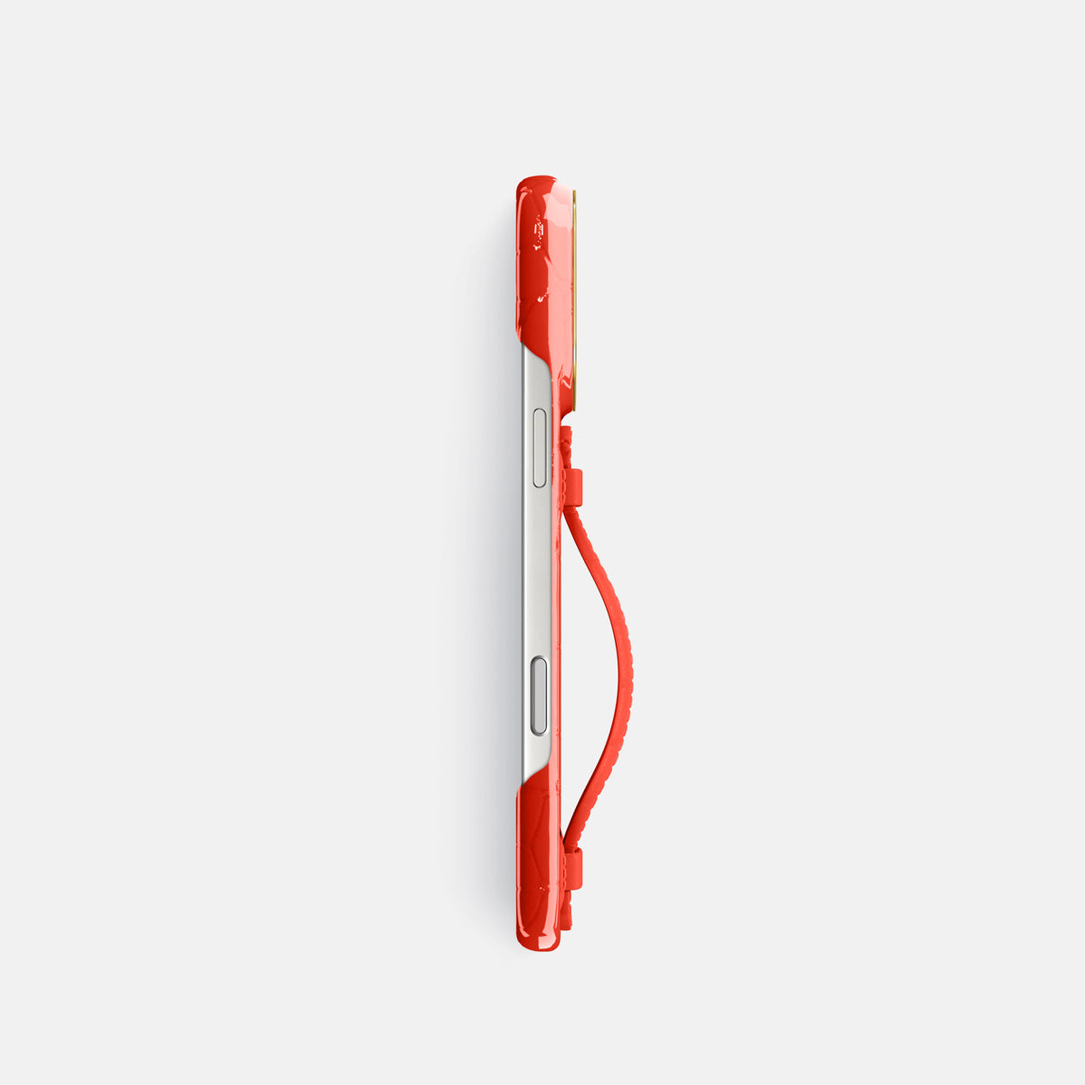 Center Handle For iPhone 18 Pro In Shiny Alligator -2 | Coral-Orange-Gold